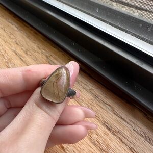 Unique Stone Ring with Silver Band